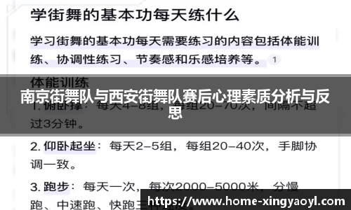 南京街舞队与西安街舞队赛后心理素质分析与反思